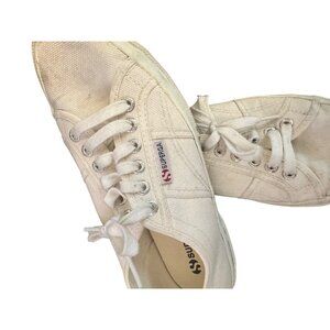 Superga White Canvas Sneakers Casual Tennis Shoes Classic Lace Up US 9.5 / EU 41